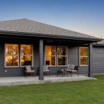 New construction home exterior backyard